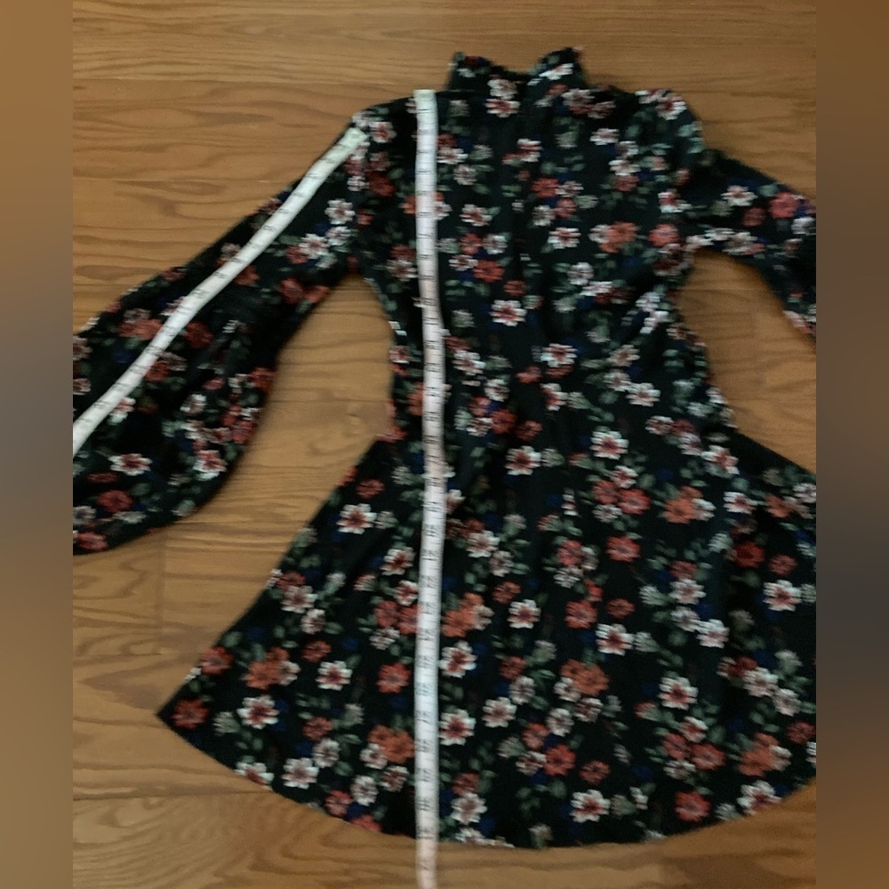 Free Generation Black Floral Mock Neck Dress S - Picture 8 of 11